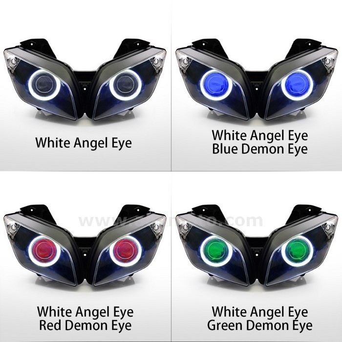 061 Headlight Yamha R15 2012-2016 Hid Angel Halos Blue Demon Eye-5
